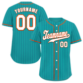 Custom Aqua Stripe Fashion White Authentic Baseball Jersey